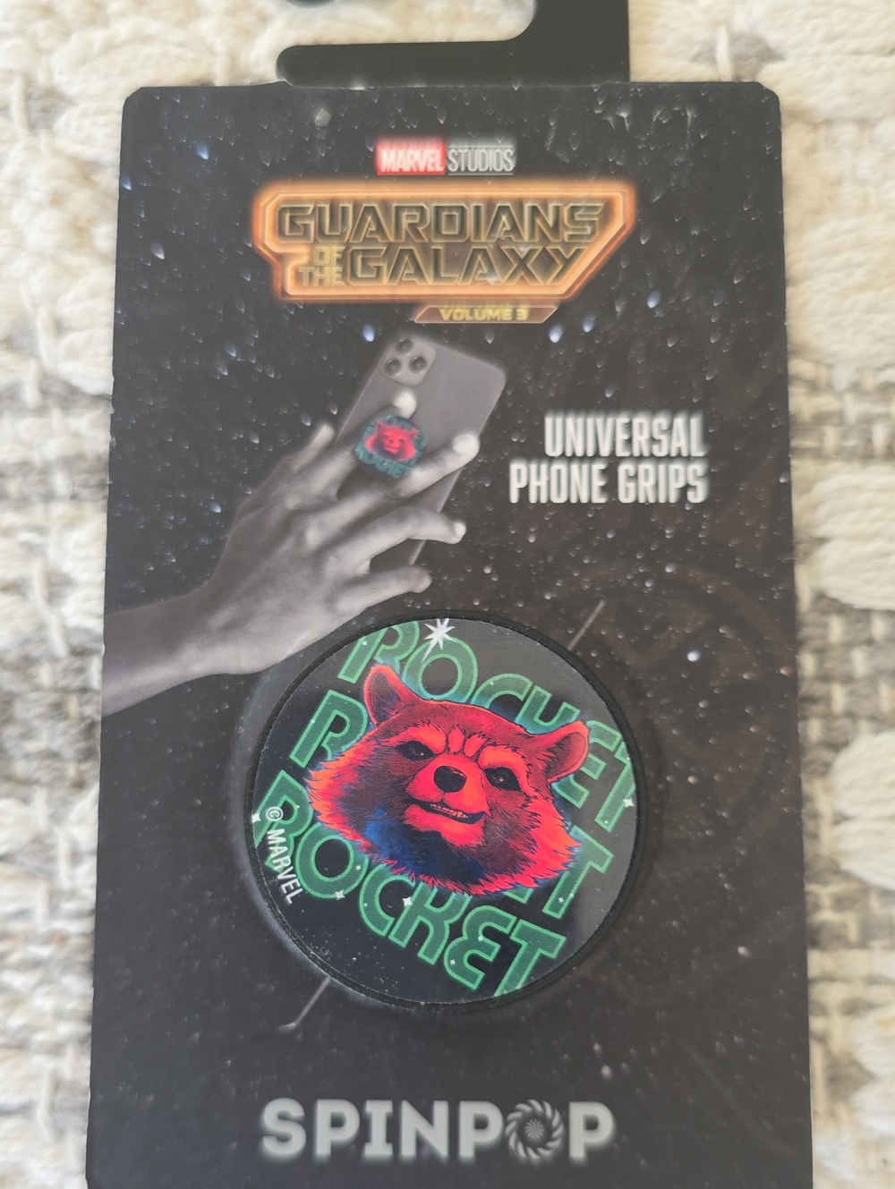 Marvel Guardians Rocket Raccoon Phone Grip - Black, Red, Green